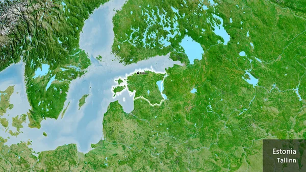 Κοντινό Πλάνο Της Μεθοριακής Περιοχής Της Εσθονίας Δορυφορικό Χάρτη Σημάδι — Φωτογραφία Αρχείου