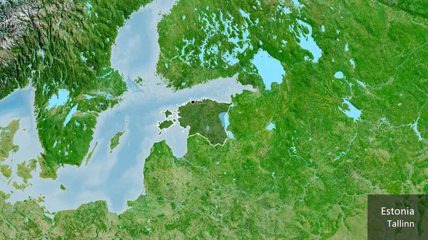 Крупный План Приграничной Зоны Эстонии Темным Наложением Спутниковую Карту Отличный — стоковое фото