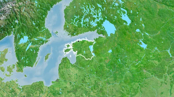 Close Van Het Grensgebied Van Estland Een Satellietkaart Hoofdpunt Glow — Stockfoto
