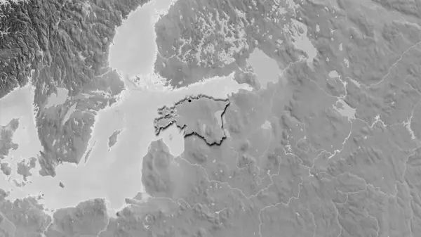 Крупним Планом Прикордонна Зона Естонії Сірій Карті Столична Точка Перевернуті — стокове фото