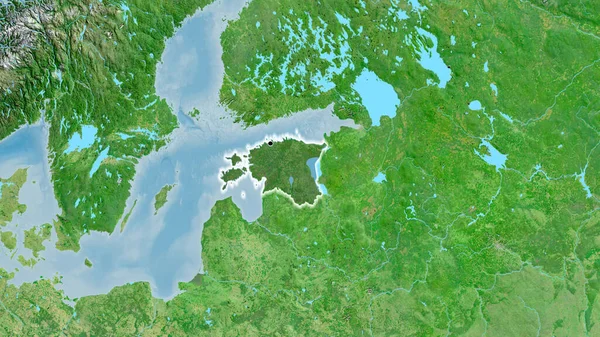 Крупный План Приграничной Зоны Эстонии Темным Наложением Спутниковую Карту Отличный — стоковое фото