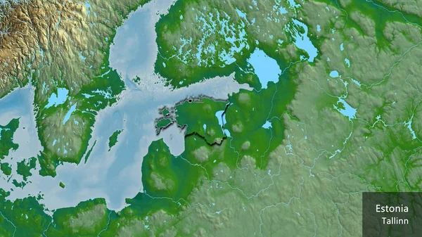 Κοντινό Πλάνο Της Μεθοριακής Περιοχής Της Εσθονίας Φυσικό Χάρτη Σημάδι — Φωτογραφία Αρχείου