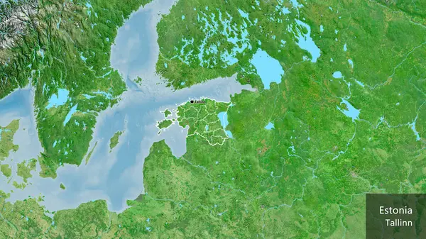Close Estonia Border Area Its Regional Borders Satellite Map Capital — Stock Photo, Image