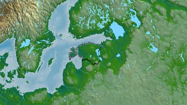 Nahaufnahme Des Estnischen Grenzgebiets Auf Einer Physischen Karte Kapitalpunkt Abgeschrägte — Stockfoto