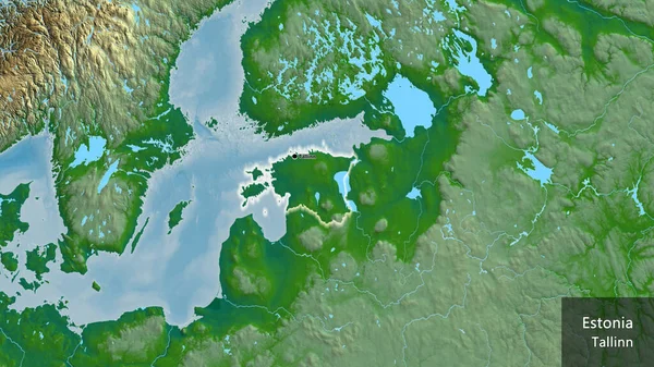 Nahaufnahme Des Estnischen Grenzgebiets Auf Einer Physischen Karte Kapitalpunkt Überall — Stockfoto