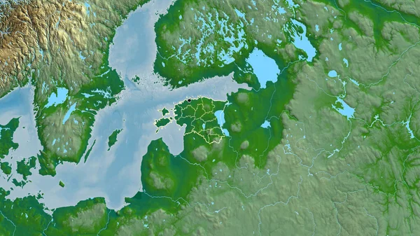 Närbild Estlands Gränsområde Och Regionala Gränser Fysisk Karta Huvudpunkt Skissera — Stockfoto