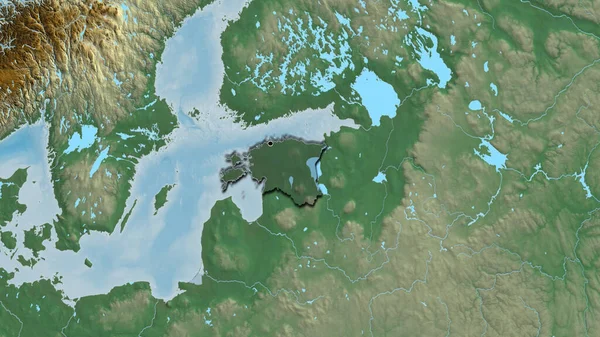 Nahaufnahme Des Grenzgebiets Estland Hervorgehoben Durch Eine Dunkle Überlagerung Auf — Stockfoto
