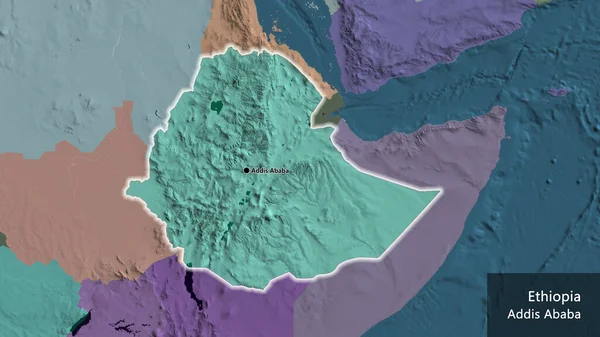Plan Rapproché Frontière Éthiopienne Sur Une Carte Administrative Point Capital — Photo