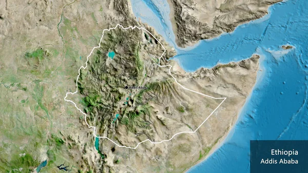 Крупный План Пограничной Зоны Эфиопии Спутниковой Карте Отличный Момент Очертания — стоковое фото