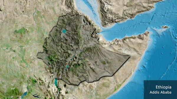 Крупный План Пограничной Зоны Эфиопии Выделяющийся Тёмным Наложением Спутниковую Карту — стоковое фото