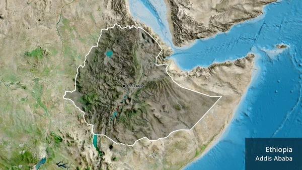 에티오피아 지역의 사진은 지도에 오버레이로 비추고 국가의 모양을 중심으로 나라의 — 스톡 사진