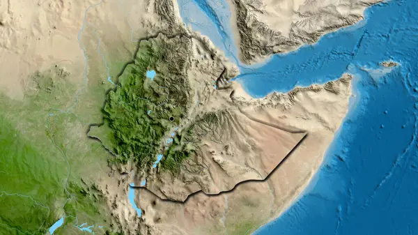 Close Van Het Ethiopische Grensgebied Een Satellietkaart Hoofdpunt Gevelde Randen — Stockfoto