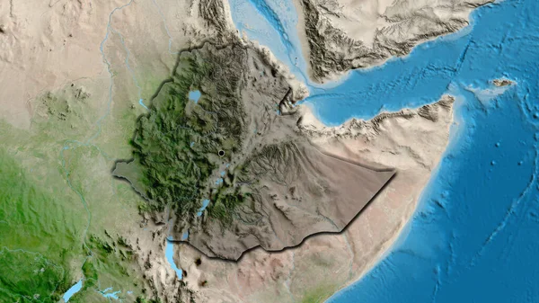 Närbild Etiopiens Gränsområde Med Ett Mörkt Överdrag Satellitkarta Huvudpunkt Skalade — Stockfoto
