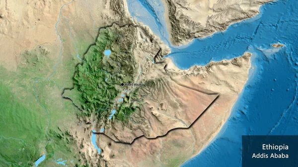 Närbild Etiopiens Gränsområde Satellitkarta Huvudpunkt Skalade Kanter Landet Form Landets — Stockfoto