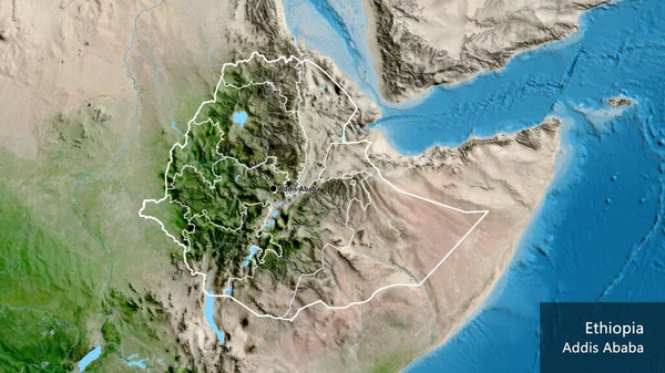 Close Ethiopia Border Area Its Regional Borders Satellite Map Capital — Stock Photo, Image