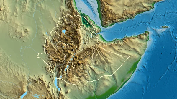 Nahaufnahme Des Äthiopischen Grenzgebiets Und Seiner Regionalen Grenzen Auf Einer — Stockfoto