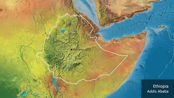 Close Van Het Ethiopische Grensgebied Een Topografische Kaart Hoofdpunt Schets — Stockfoto