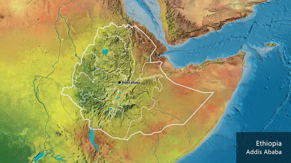 Крупный План Приграничной Зоны Эфиопии Региональных Границ Топографической Карте Отличный — стоковое фото