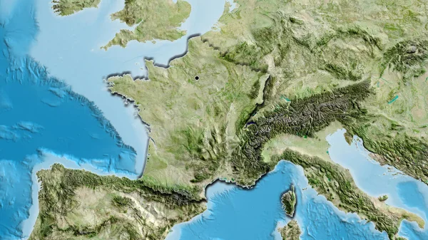 Gros Plan Frontière Française Sur Une Carte Satellite Point Capital — Photo