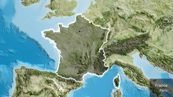 Fransa Sınır Bölgesinin Yakın Çekimleri Uydu Haritasında Koyu Bir Örtüyle — Stok fotoğraf