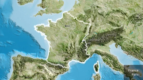 Крупный План Пограничной Зоны Франции Спутниковой Карте Отличный Момент Светится — стоковое фото
