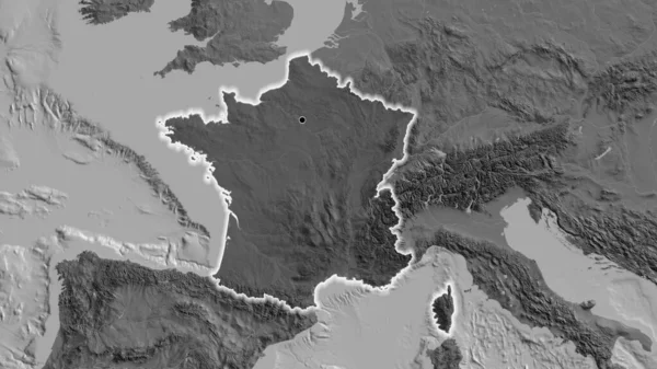 프랑스 지역의 촬영은 지도에 오버레이로 조명되고 전국을 누비며 젓는다 — 스톡 사진