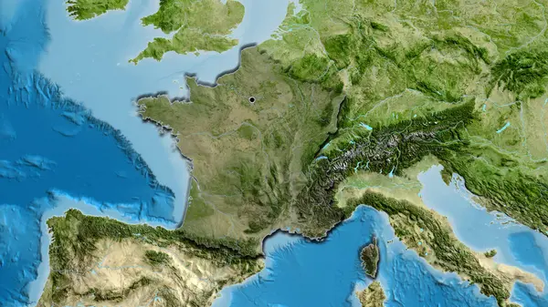Közelkép Francia Határ Menti Területről Amely Egy Műholdas Térképen Sötét — Stock Fotó