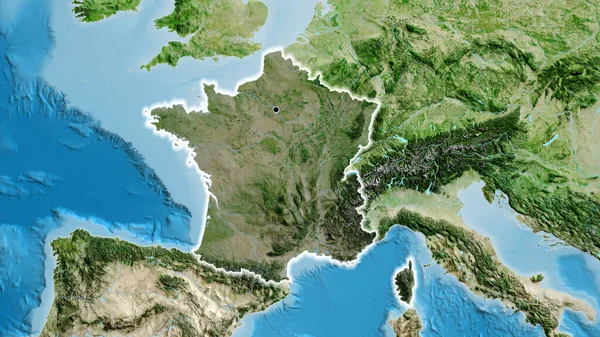 Close France Border Area Highlighting Dark Overlay Satellite Map Capital — Stock Photo, Image