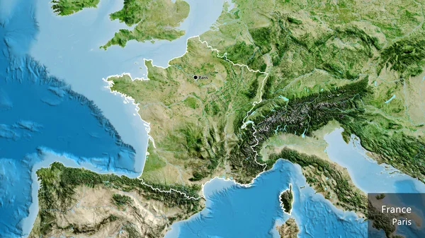 Close Van Het Franse Grensgebied Een Satellietkaart Hoofdpunt Schets Rond — Stockfoto
