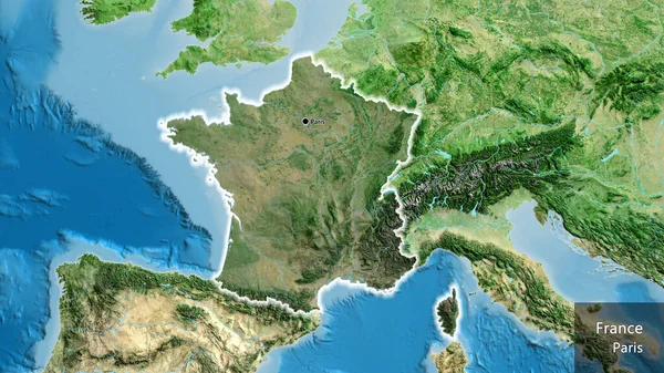 Nahaufnahme Des Französischen Grenzgebiets Hervorgehoben Durch Eine Dunkle Überlagerung Auf — Stockfoto