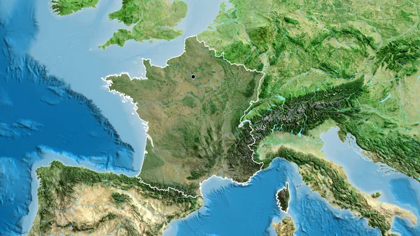 Közelkép Francia Határ Menti Területről Amely Egy Műholdas Térképen Sötét — Stock Fotó