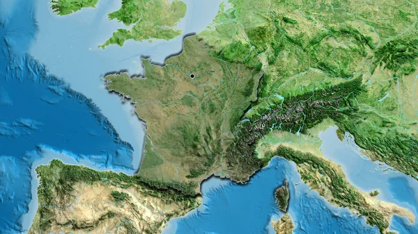 Fransa Sınır Bölgesinin Yakın Çekimleri Uydu Haritasında Koyu Bir Örtüyle — Stok fotoğraf