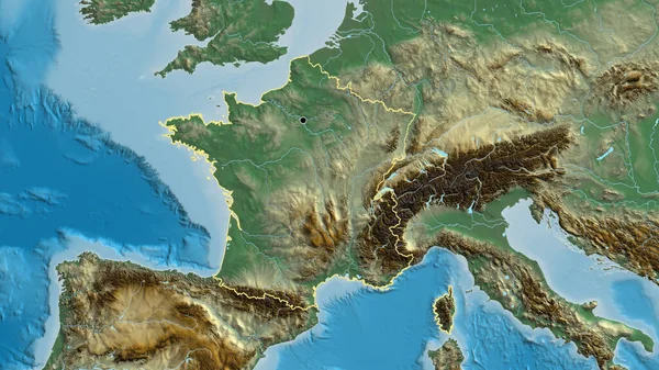 Primo Piano Della Zona Frontiera Con Francia Una Mappa Rilievo — Foto Stock