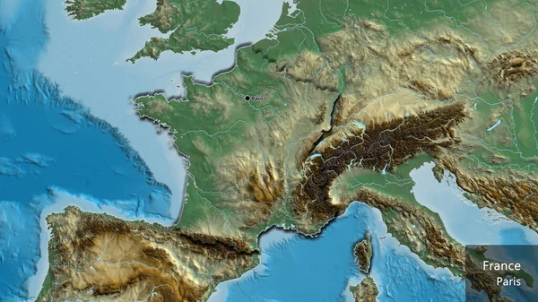 Detailní Záběr Pohraniční Oblasti Francie Reliéfu Mapy Fakt Zkosené Hrany — Stock fotografie