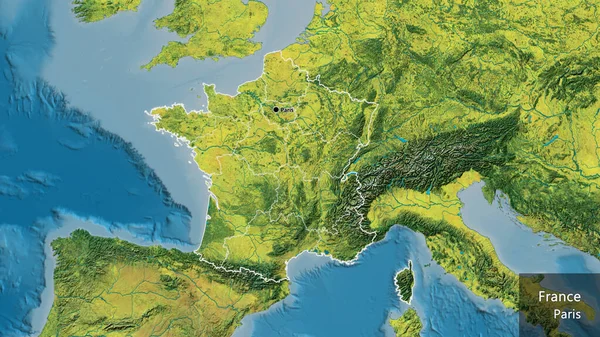 Bir Topografik Haritada Fransa Sınır Bölgesi Bölgesel Sınırlarına Yakın Çekim — Stok fotoğraf