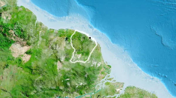 Zbliżenie Granicy Gujaną Francuską Zdjęciu Satelitarnym Yahoo Główny Punkt Blask — Zdjęcie stockowe