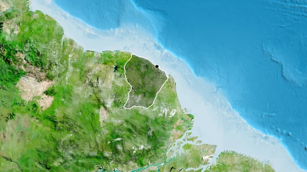 Close French Guiana Border Area Highlighting Dark Overlay Satellite Map — Stock Photo, Image