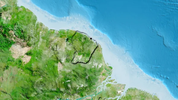 Close Van Het Grensgebied Met Frans Guyana Een Satellietkaart Hoofdpunt — Stockfoto