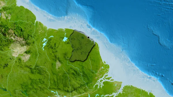 Nahaufnahme Des Grenzgebiets Von Französisch Guayana Hervorgehoben Durch Eine Dunkle — Stockfoto
