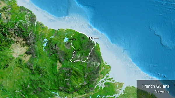 Close Área Fronteira Guiana Francesa Mapa Satélite Ponto Capital Esboço — Fotografia de Stock