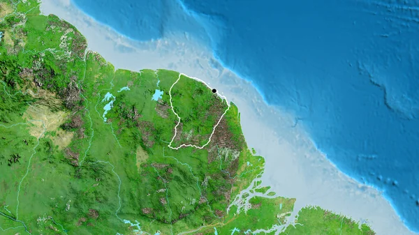 Close Área Fronteira Guiana Francesa Mapa Satélite Ponto Capital Esboço — Fotografia de Stock