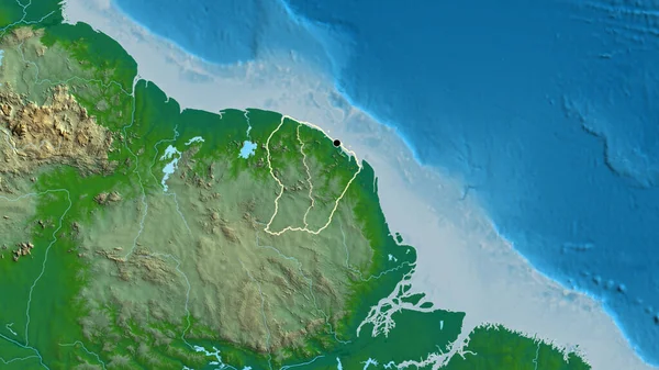 Close French Guiana Border Area Its Regional Borders Physical Map — Stock Photo, Image