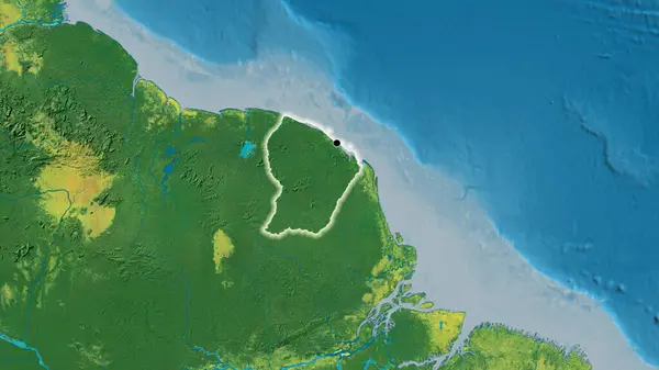 Närbild Gränsområdet Mot Franska Guyana Topografisk Karta Huvudpunkt Glow Runt — Stockfoto