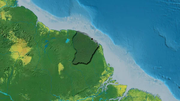 Detailní Záběr Pohraniční Oblasti Francouzské Guyany Zvýrazňující Tmavou Vrstvu Topografické — Stock fotografie