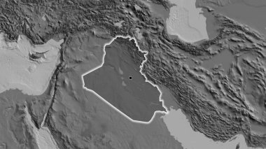 Irak sınır bölgesinin yakın çekimleri, bilek haritasında koyu bir örtüyle vurgulanıyor. Ana nokta. Ülke çapında parıltı. 