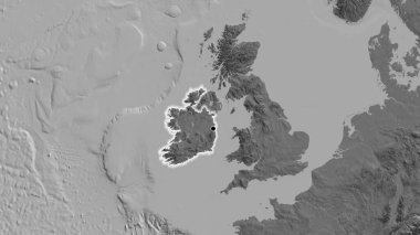 İrlanda sınır bölgesinin bir bileklik haritasına yakın plan. Ana nokta. Ülke çapında parıltı. 