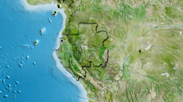 Primer Plano Zona Fronteriza Gabón Mapa Satelital Punto Capital Bordes — Foto de Stock