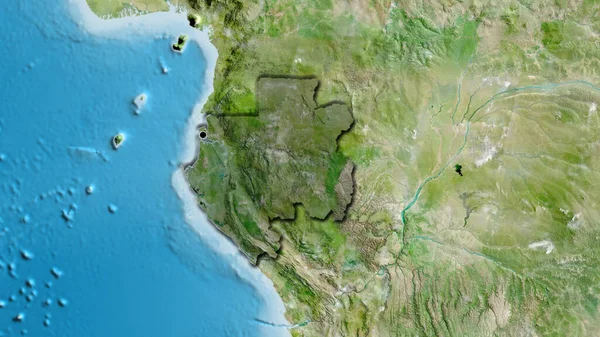 Крупный План Пограничной Зоны Габона Выделяющийся Тёмным Наложением Карту Спутника — стоковое фото
