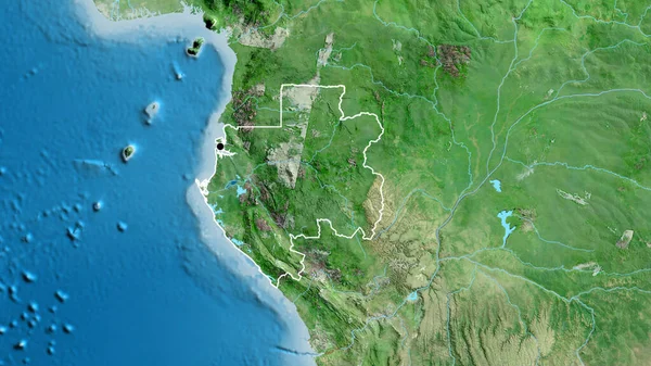 Közelkép Gabon Határ Menti Területről Egy Műholdas Térképen Remek Pont — Stock Fotó