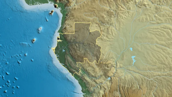 Крупный План Пограничной Зоны Габона Выделяющийся Тёмным Наложением Рельефную Карту — стоковое фото